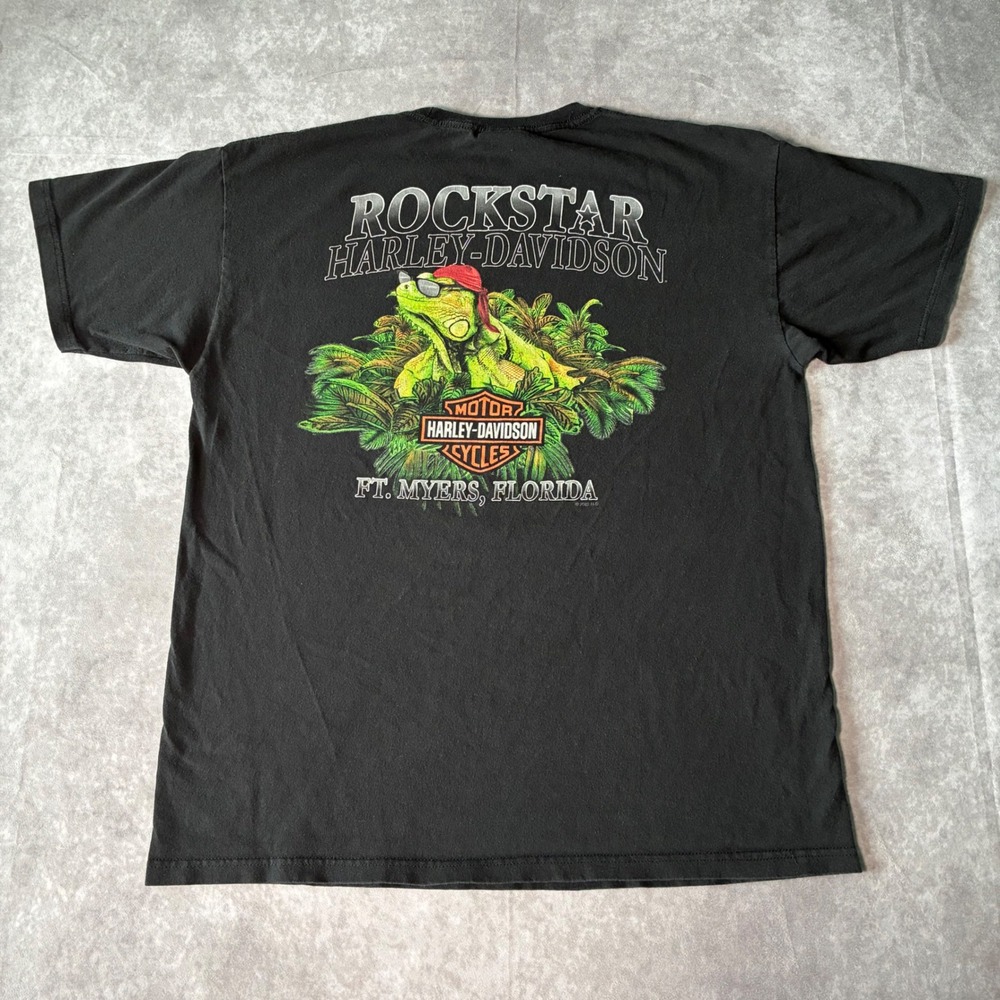 Harley-Davidson Rockstar Ft Myers FL Iguana Graphic T-Shirt Black Mens XL